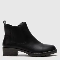 UNIVERSITY CLUB - Botines Mujer Taco Cuadrado Sintético Negro