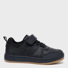 FEDERATION - Zapatillas Escolares Niño Cuero Negro