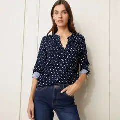 BASEMENT - Blusa Mujer Viscosa Manga Larga Diseño Puntos
