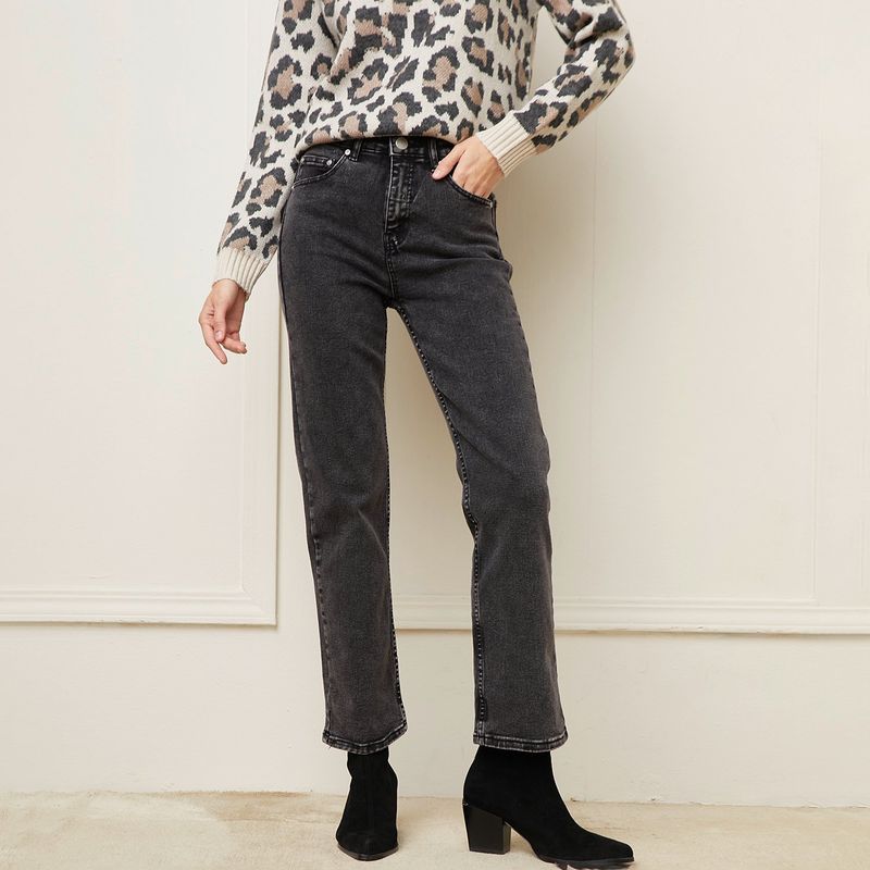 BASEMENT - Jeans Straight Tiro Alto Mujer Basement