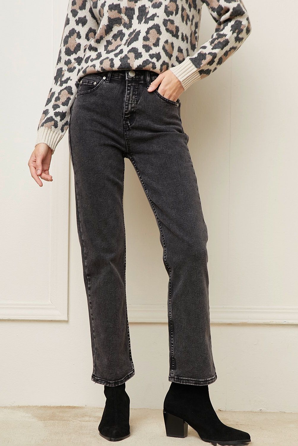 BASEMENT - Jeans Straight Tiro Alto Mujer Basement