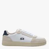 Zapatillas La Martina Mixed Suede Basket Hombre Blancas De