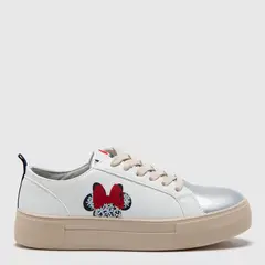 DISNEY - Zapatilla Urbanas Mujer Blancas con Detalle Minnie Mouse