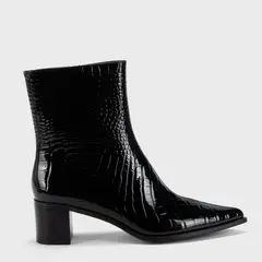 BASEMENT - Botines Mujer Taco Cuadrado Sintético Negro