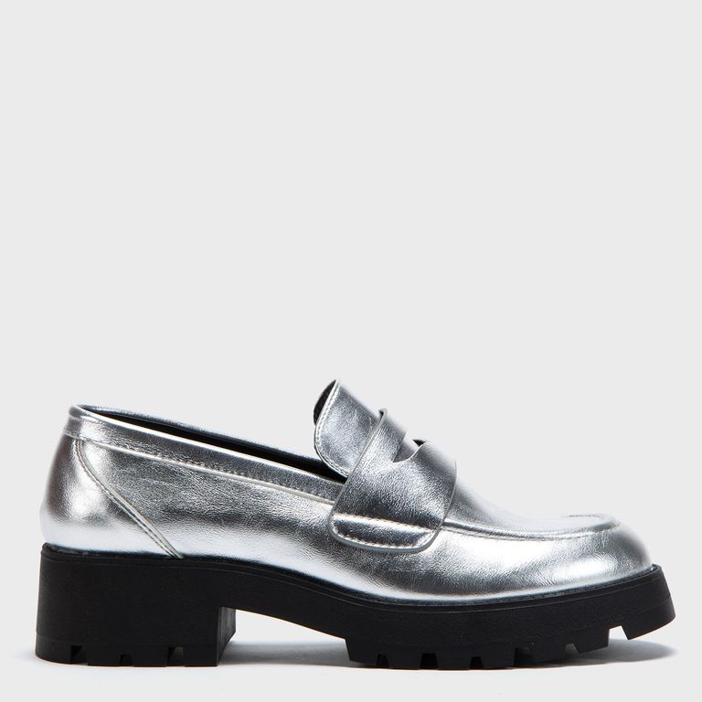 SYBILLA Zapatos con Taco Sintético Plateado Mujer