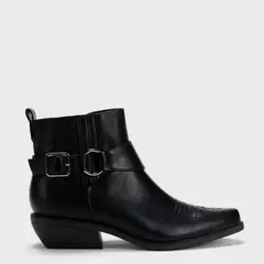 SYBILLA - Botines Mujer Taco Cuadrado Sintético Negro