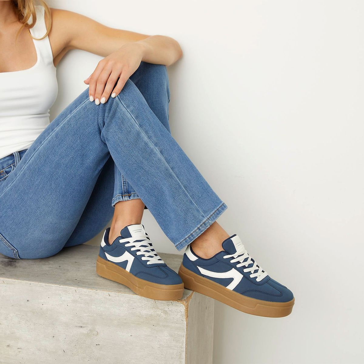 SYBILLA - Zapatillas Urbanas Sybilla Mujer Plataforma Media Azul