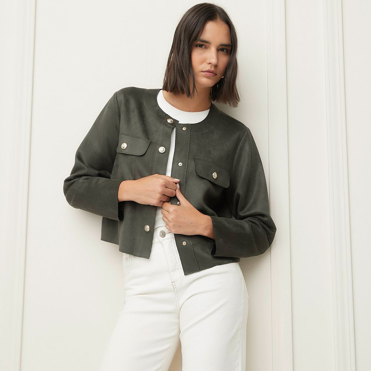 BASEMENT - Chaqueta Basement Manga Larga Mujer Negra