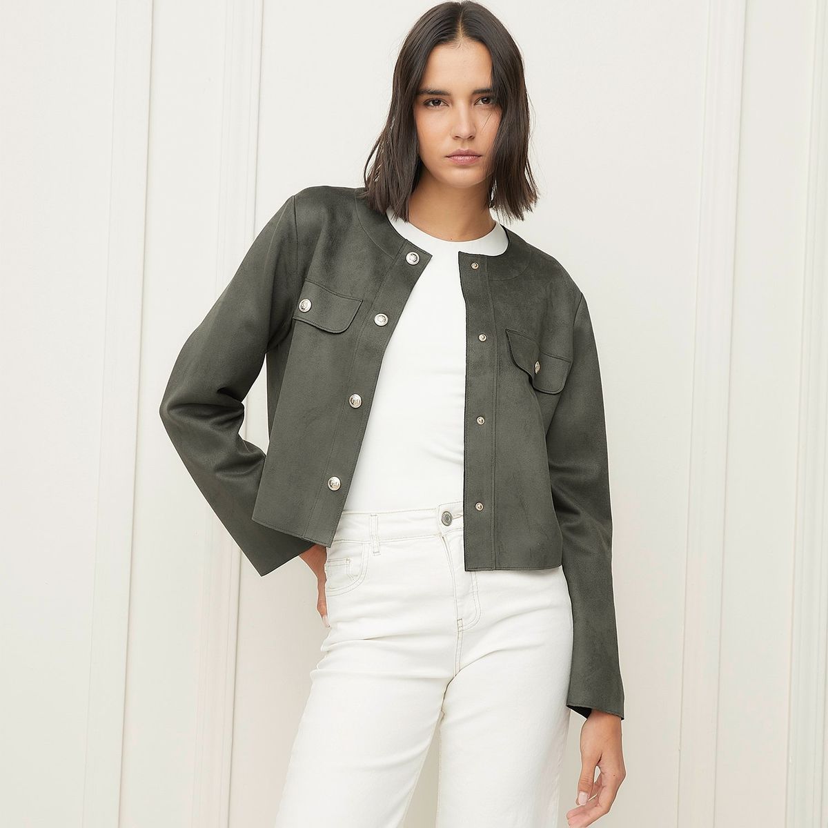 BASEMENT - Chaqueta Basement Manga Larga Mujer Negra