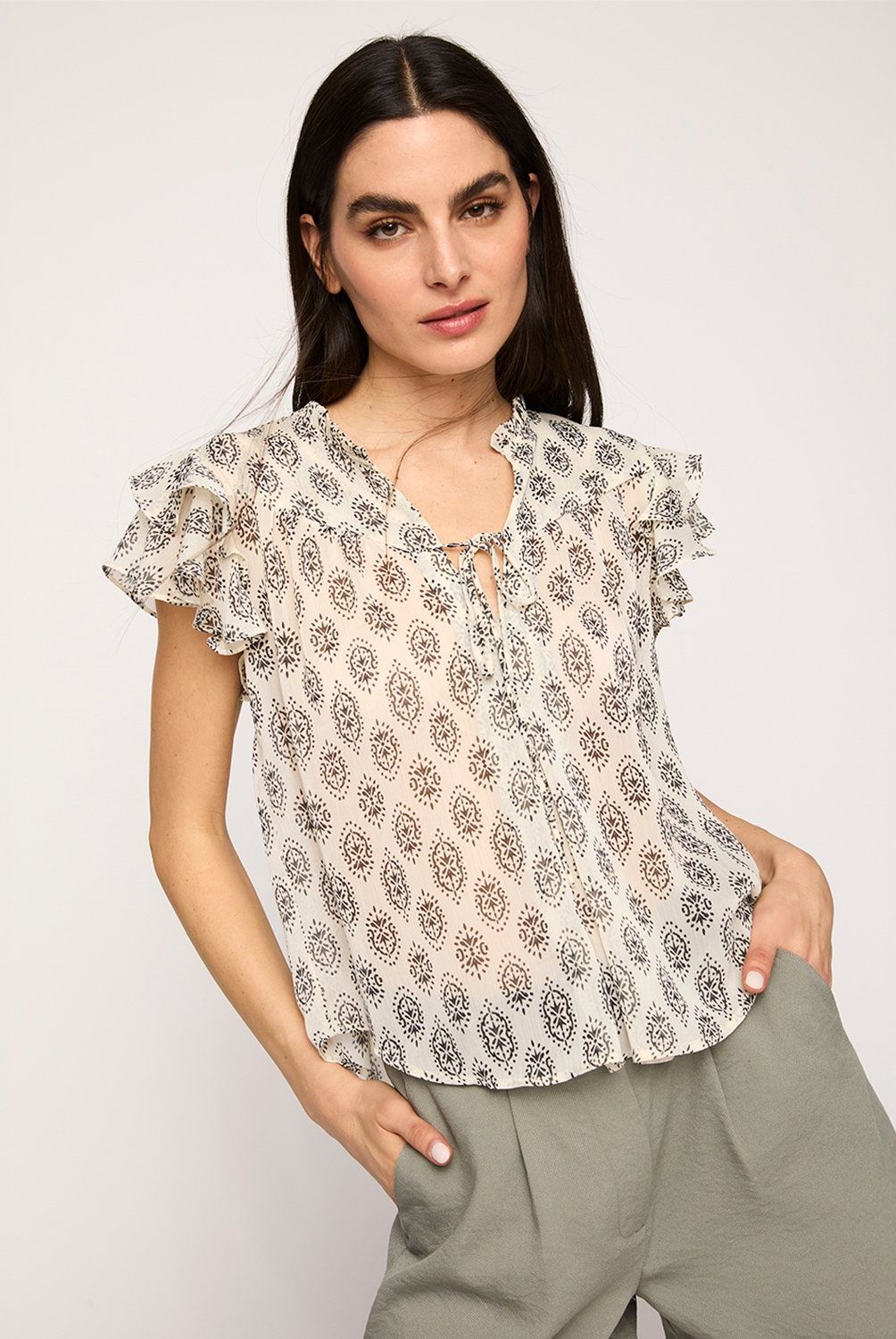 BASEMENT - Blusa Basement Manga Corta Estampada Mujer
