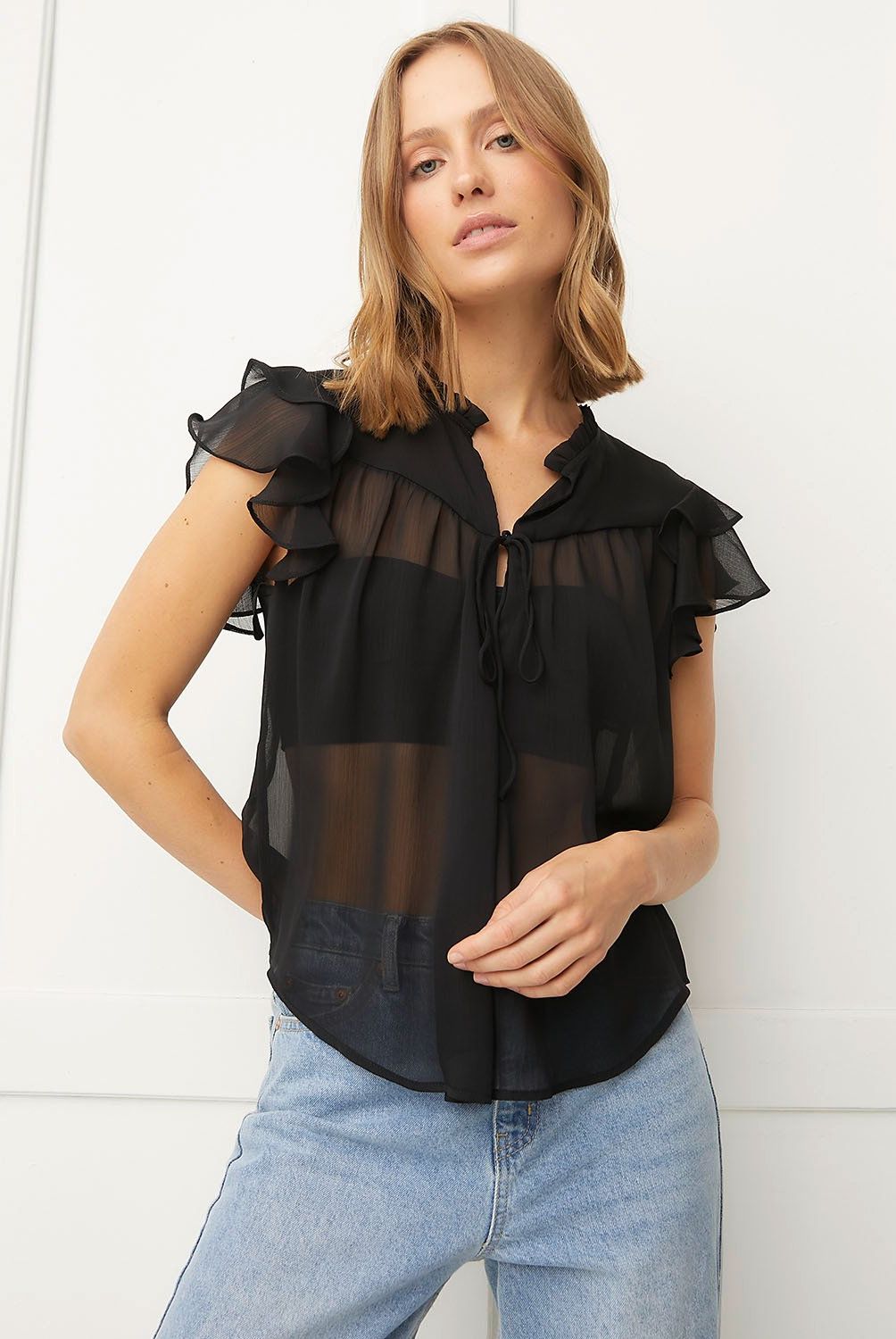 BASEMENT - Blusa Basement Manga Corta Estampada Mujer