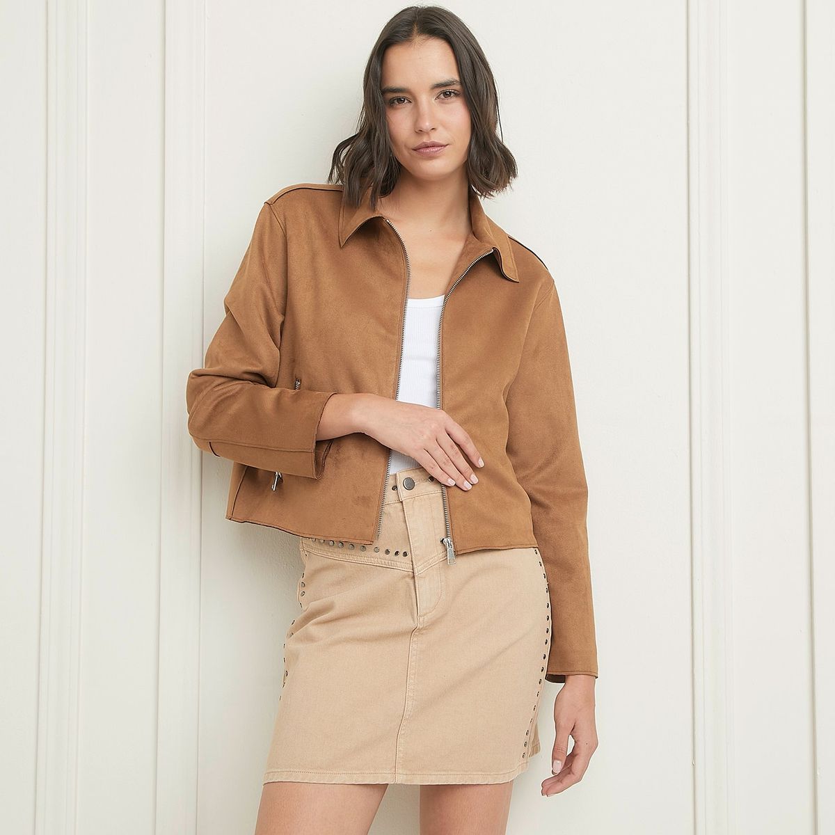 BASEMENT - Chaqueta Basement Urbana Manga Larga Mujer Café