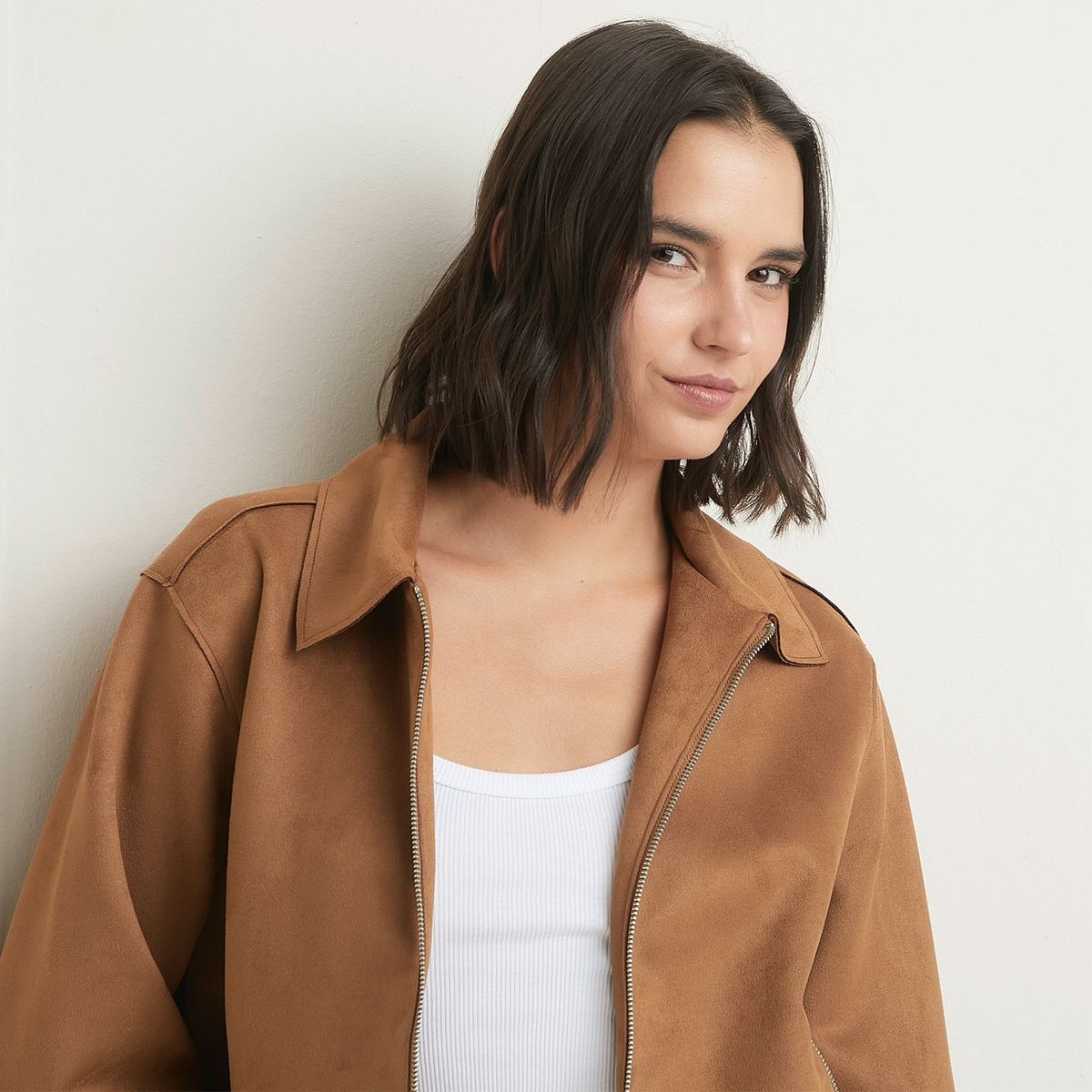 BASEMENT - Chaqueta Basement Urbana Manga Larga Mujer Café