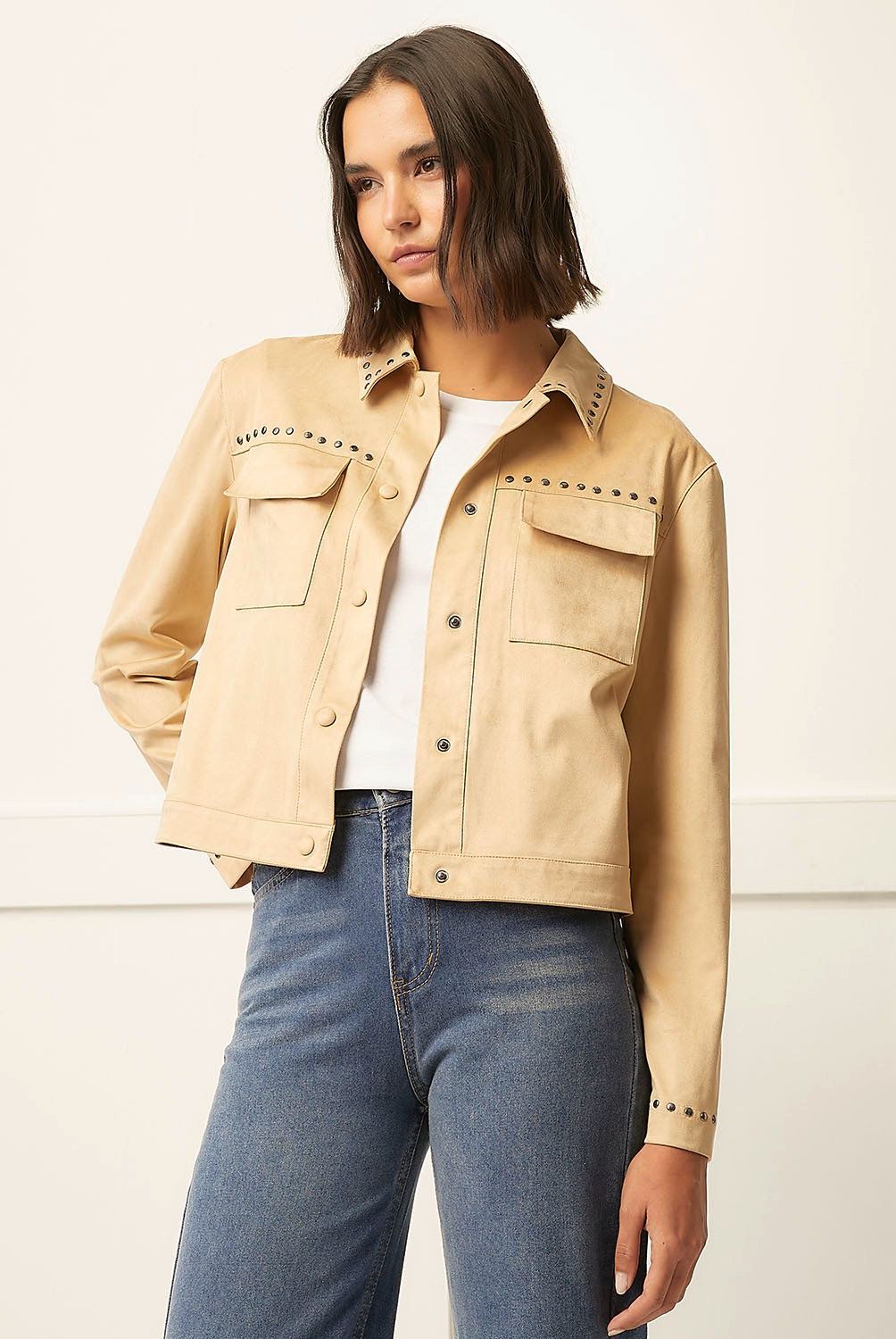 BASEMENT - Chaqueta Basement Liso Manga Larga Mujer