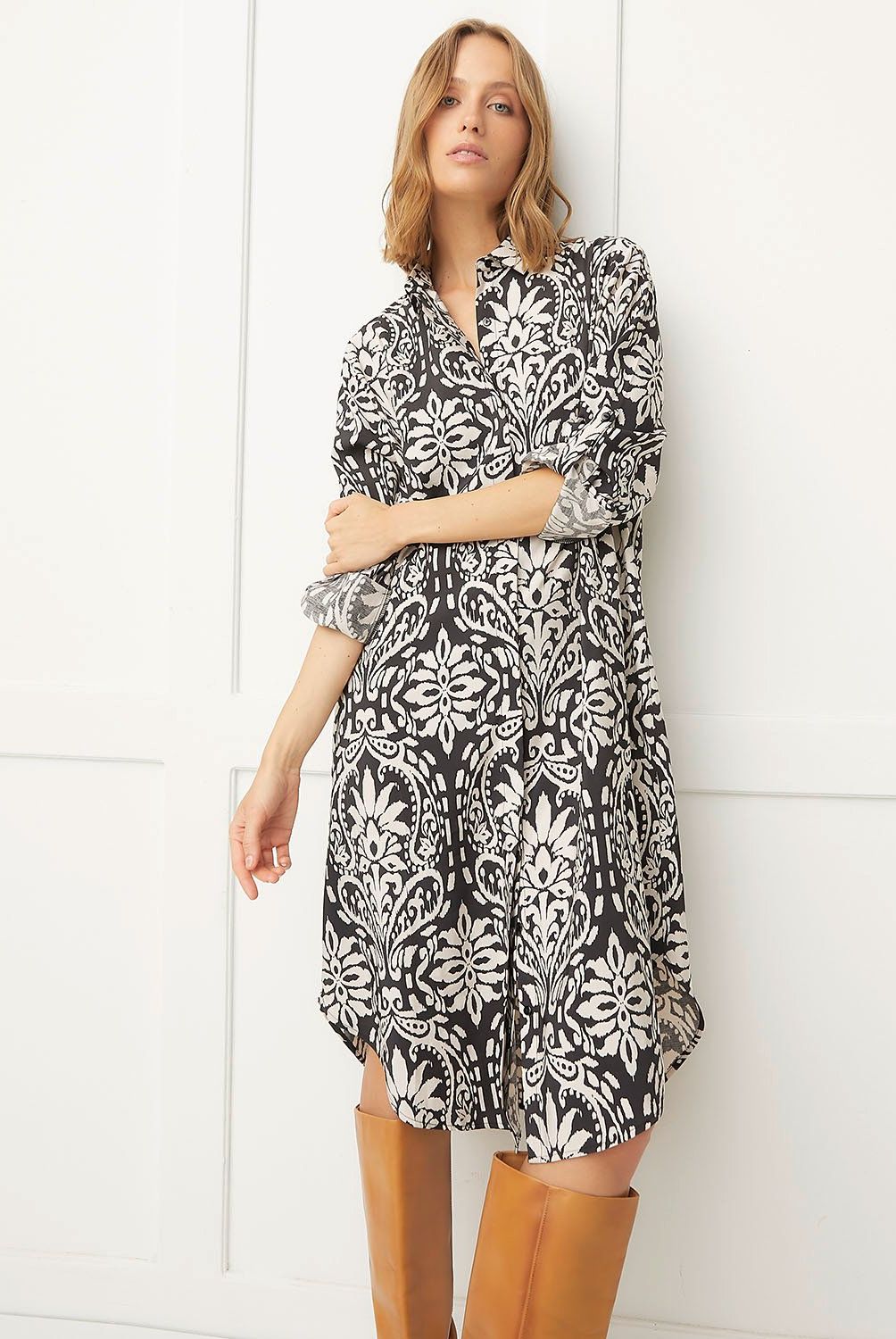 BASEMENT - Vestido Maxi Basement Viscosa Estampado Mujer