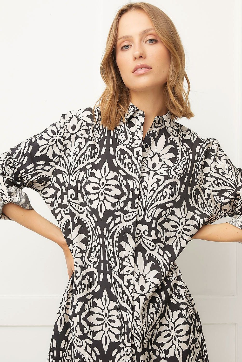 BASEMENT - Vestido Maxi Basement Viscosa Estampado Mujer