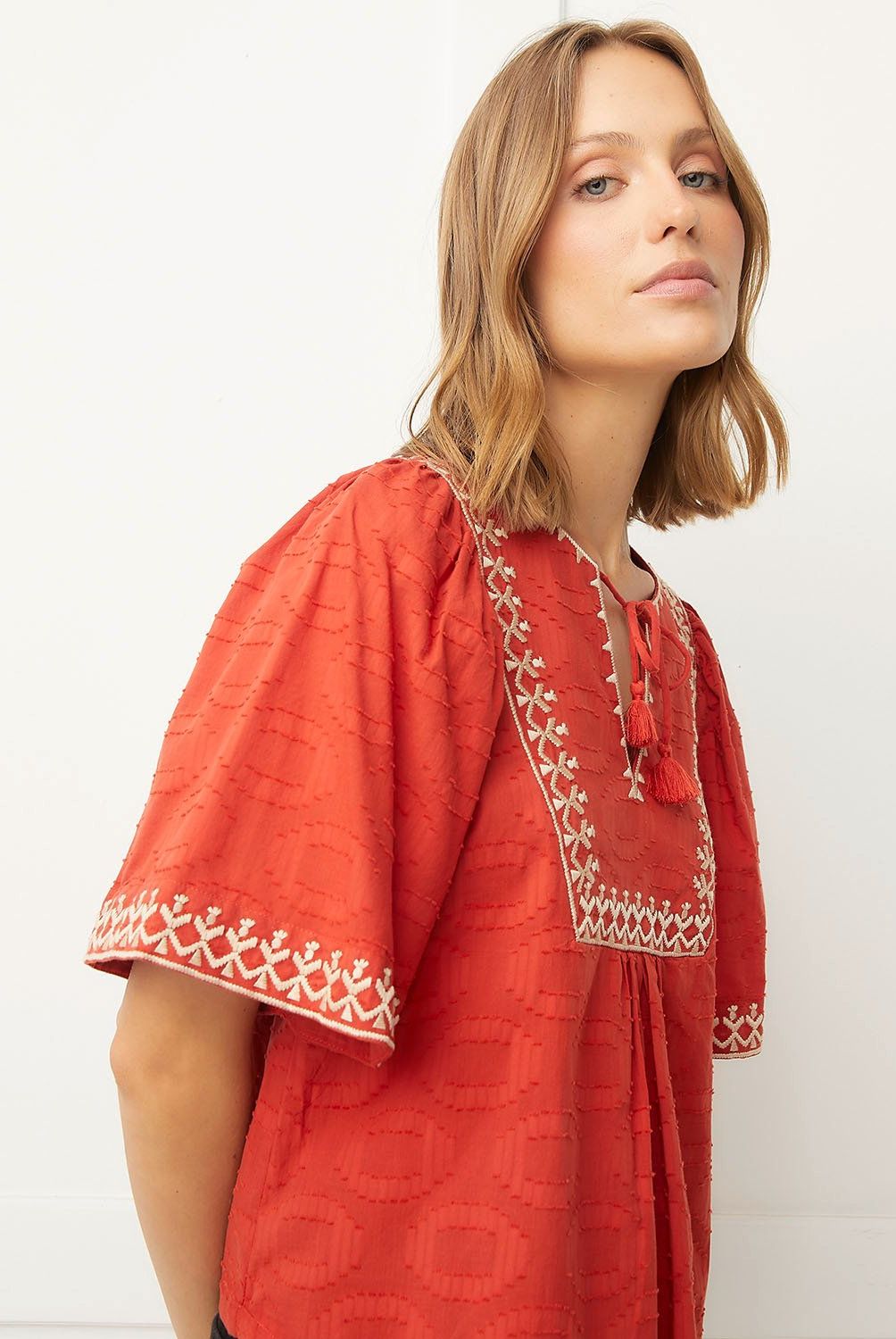 BASEMENT - Blusa Basement Manga Corta Algodón Diseño Liso Mujer