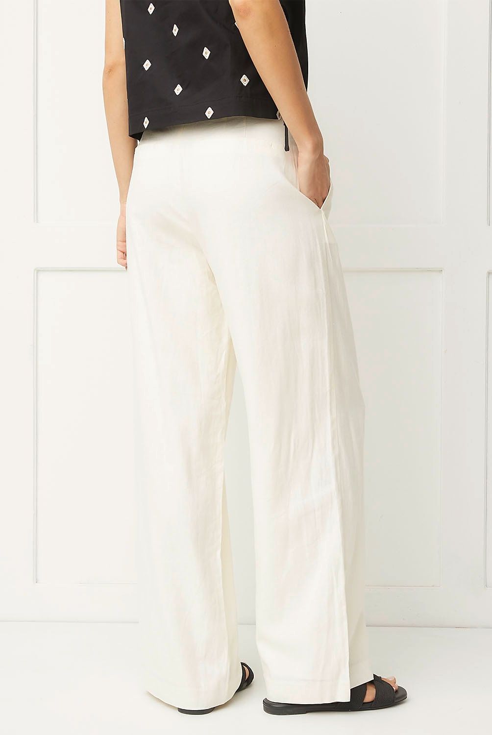 BASEMENT - Pantalón Basement Recto Lino Viscosa Mujer
