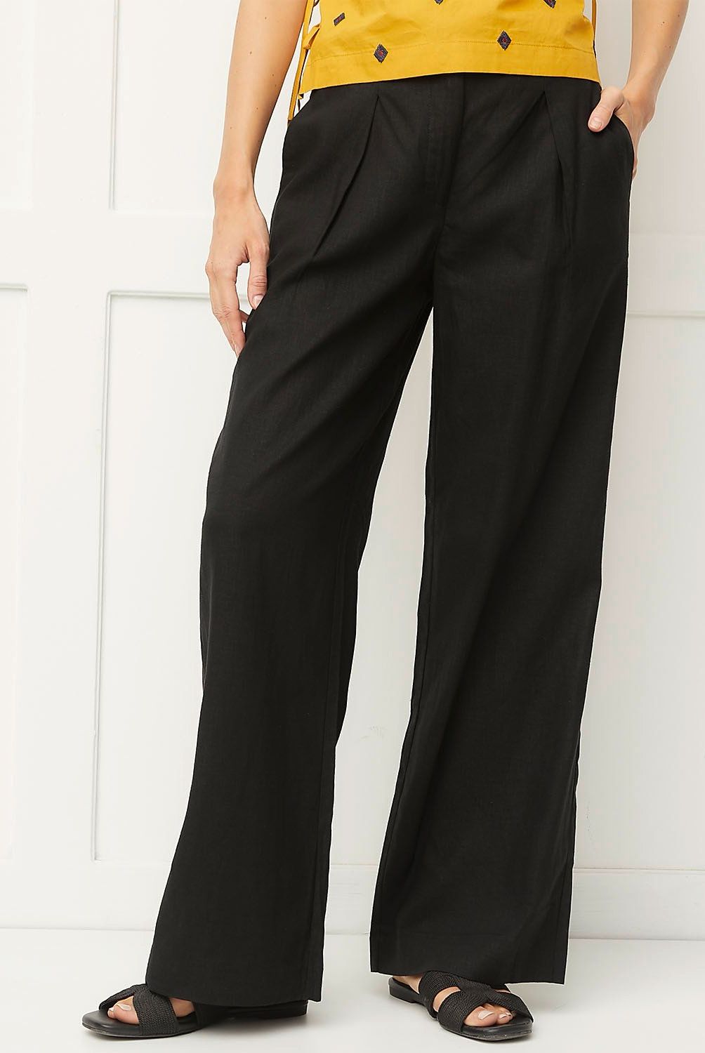 BASEMENT - Pantalón Basement Recto Lino Viscosa Mujer