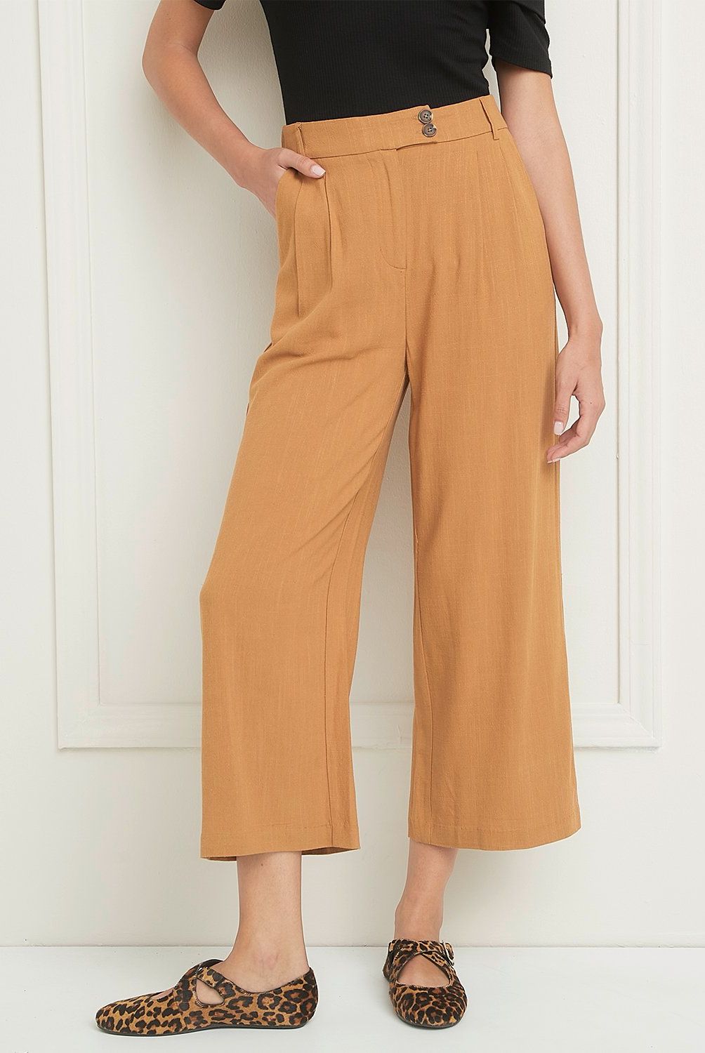 BASEMENT - Pantalón Culotte Basement Mujer Viscosa Lino Casual