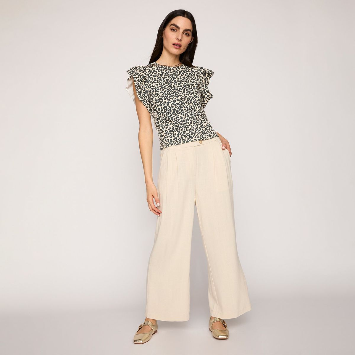 BASEMENT - Pantalón Culotte Basement Mujer Viscosa Lino Casual