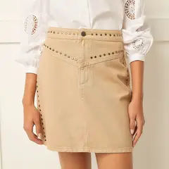 BASEMENT - Falda Corta Algodón Tiro Alto Mujer Lisa