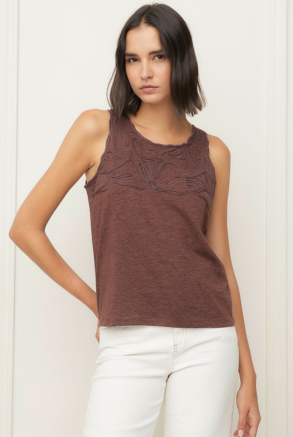 BASEMENT - Polera Basement Sin Mangas Algodón Mujer