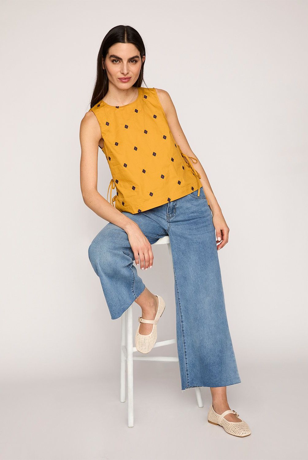BASEMENT - Blusa Basement Sin Mangas Algodón Mujer Diseño Rombos