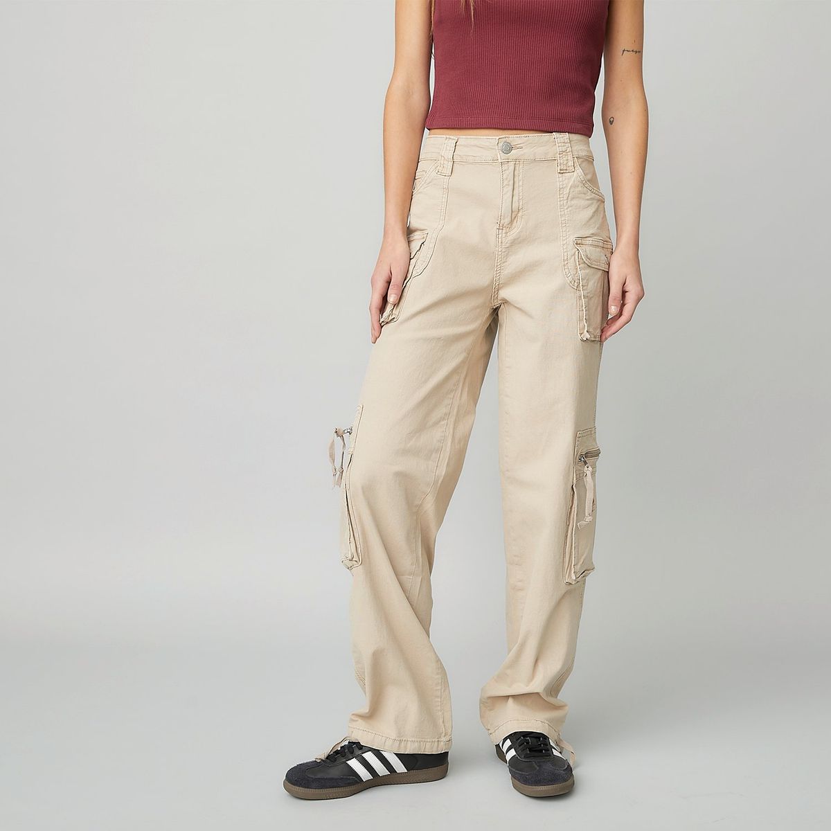 AMERICANINO - Pantalón Cargo Mujer Americanino Tiro Medio Algodón