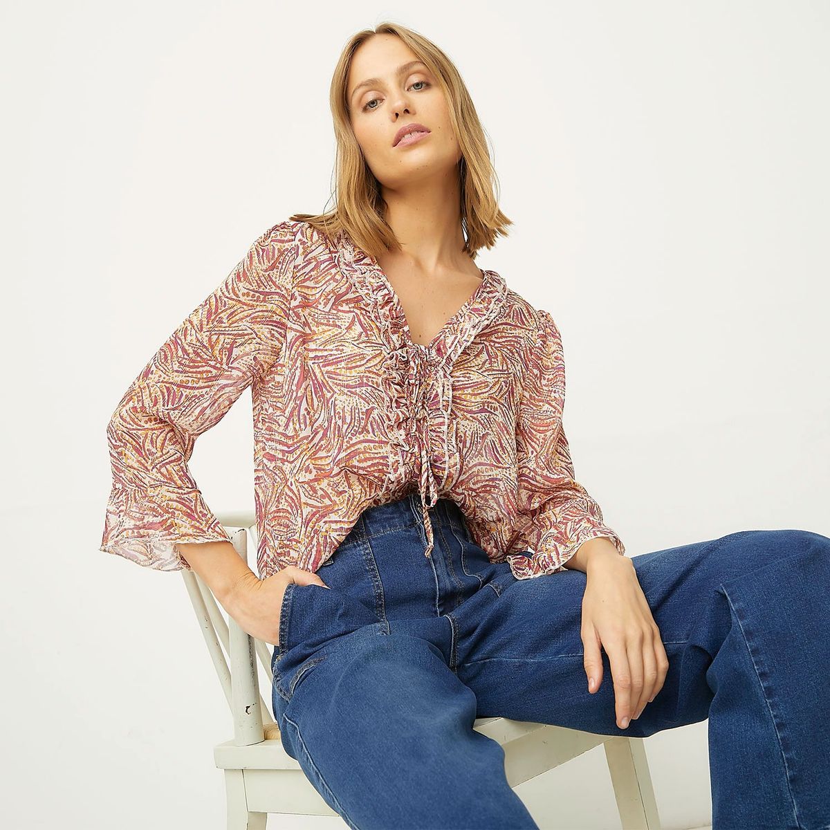 UNIVERSITY CLUB - Blusa Estampada University Club Manga Larga Mujer