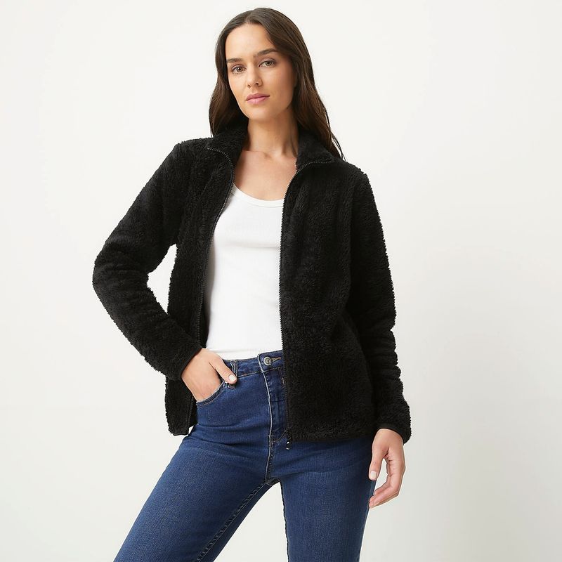 UNIVERSITY CLUB - Polerón University Club Mujer Fleece Liso Negro