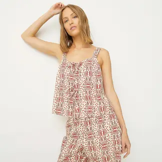 UNIVERSITY CLUB - Blusa Sin Mangas Estampada Algodón Mujer