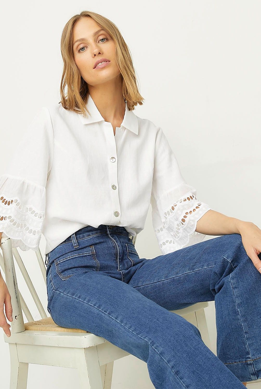 UNIVERSITY CLUB - Blusa Mujer University Club Lino Manga 3/4 Casual