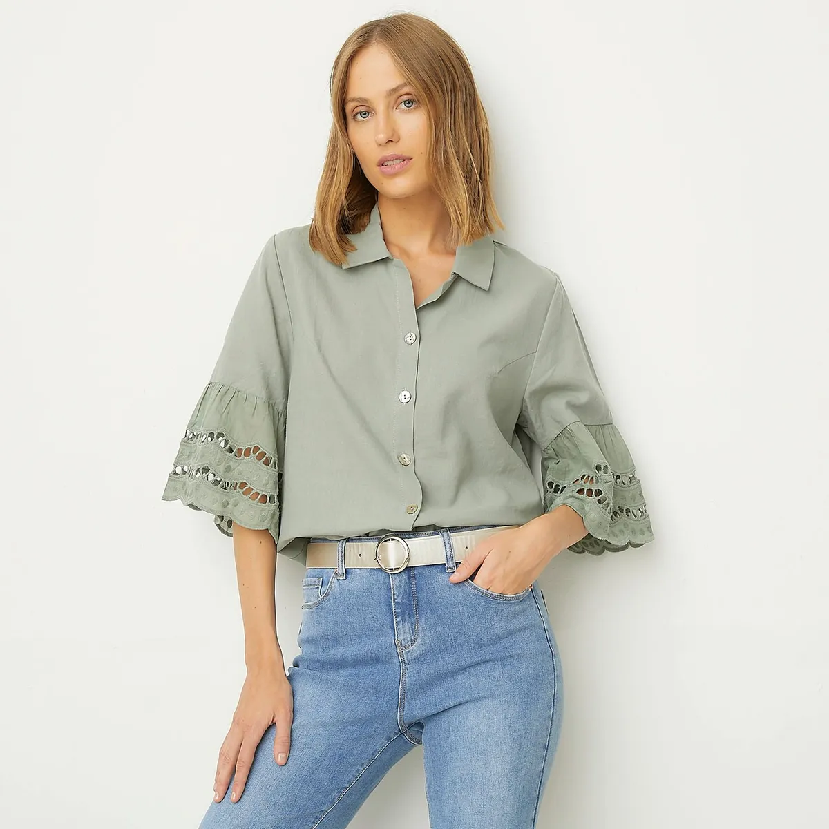 UNIVERSITY CLUB - Blusa Mujer University Club Lino Manga 3/4 Casual