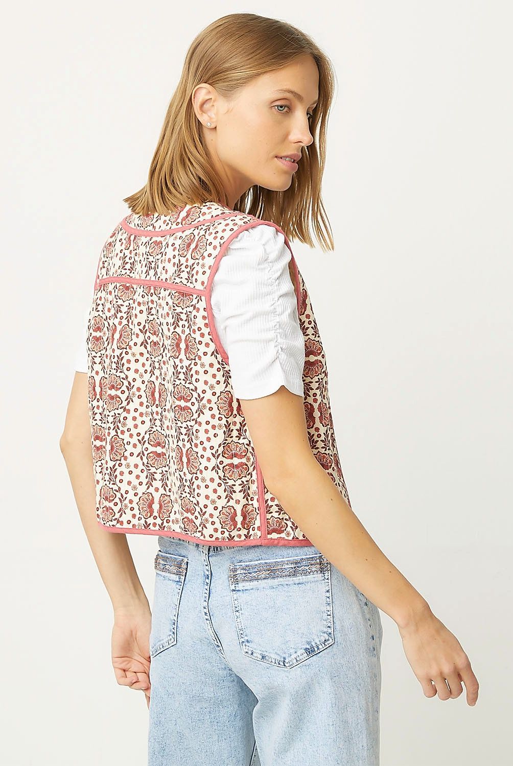 UNIVERSITY CLUB - Chaqueta Sin Mangas University Club Bordada Flores Mujer Algodón