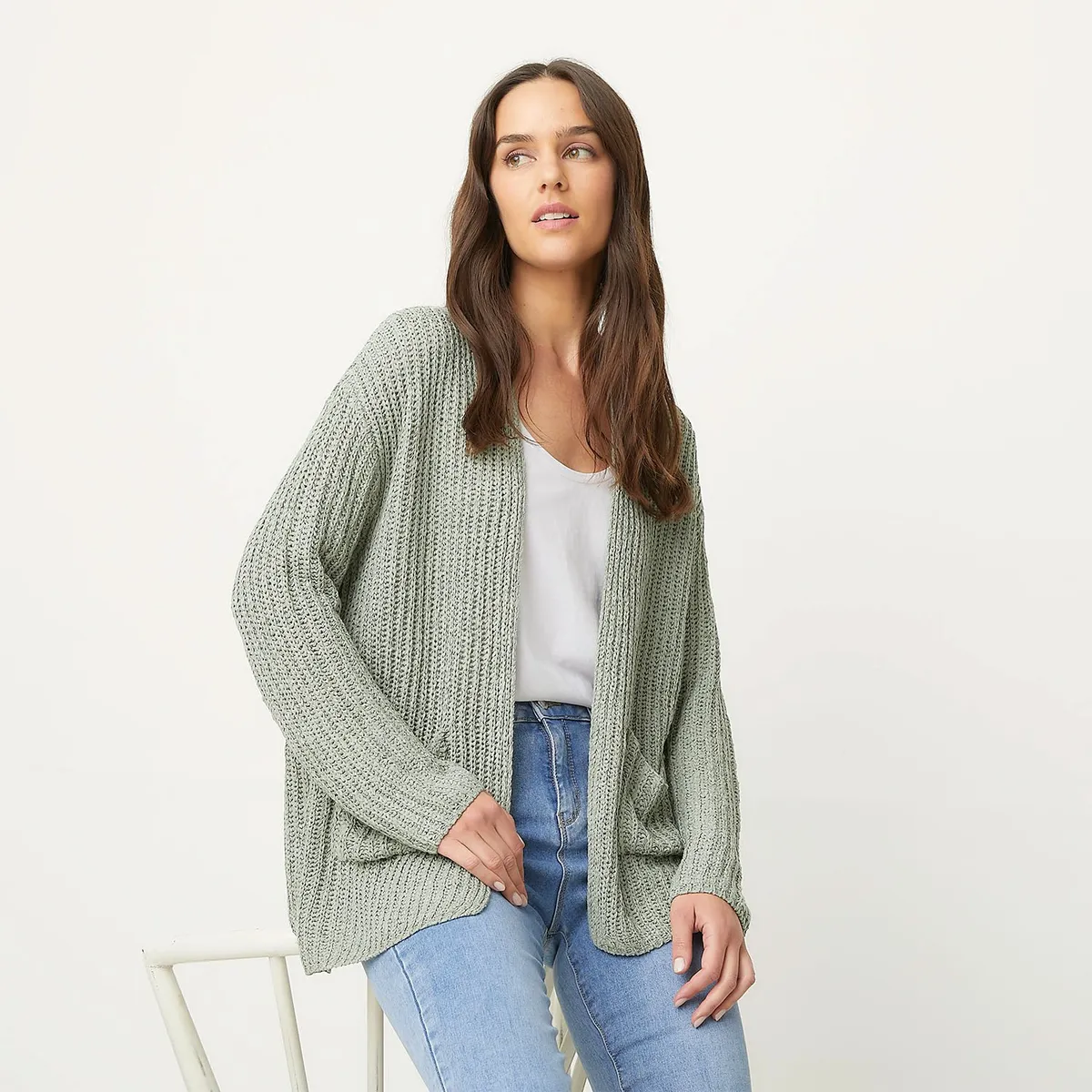 UNIVERSITY CLUB - Chaleco University Club Jaspeado Manga Larga Mujer