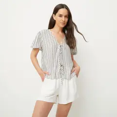 UNIVERSITY CLUB - Blusa Manga Corta Casual Rayas Mujer