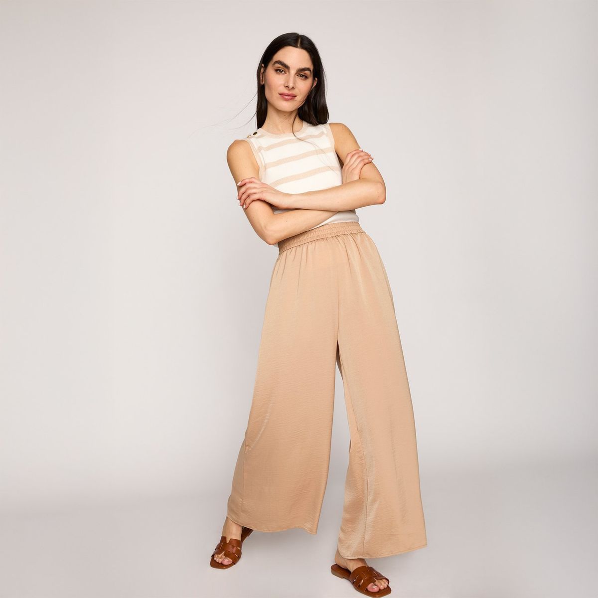 ELLE - Pantalón Palazzo tiro Alto Mujer Elle