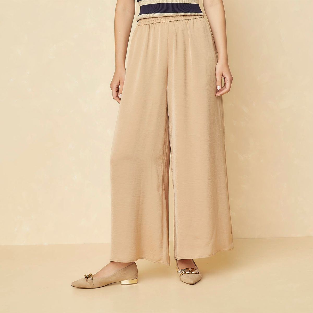ELLE - Pantalón Palazzo tiro Alto Mujer Elle