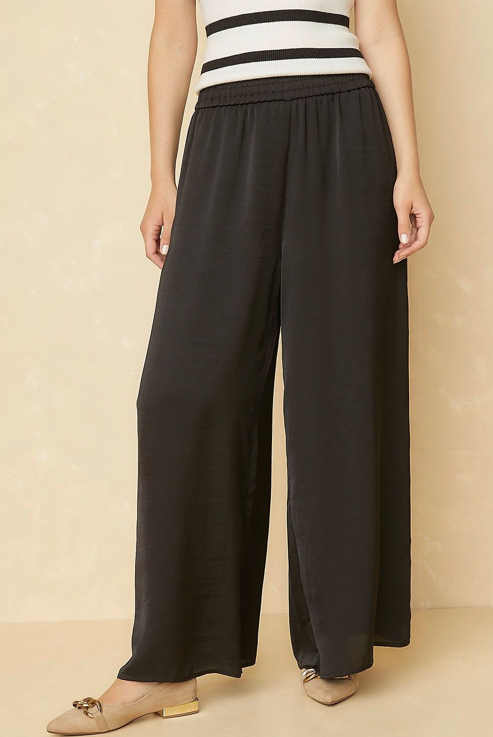 ELLE - Pantalón Palazzo tiro Alto Mujer Elle