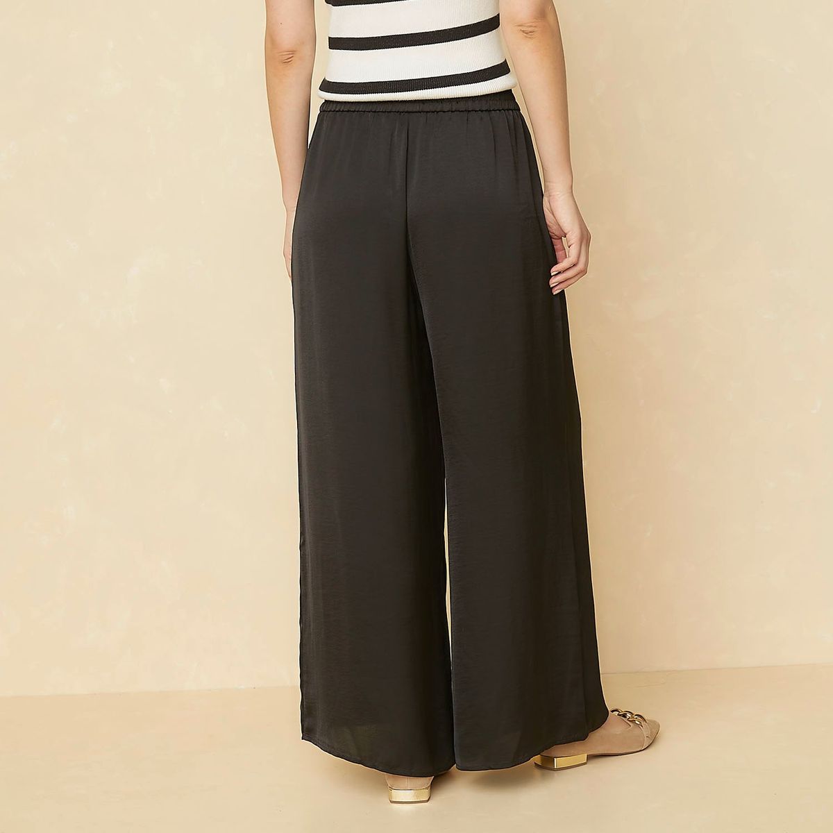 ELLE - Pantalón Palazzo tiro Alto Mujer Elle