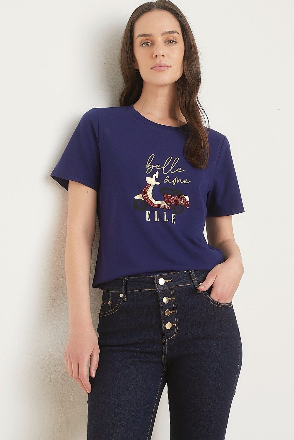 ELLE - Polera Manga Corta Algodón Mujer Elle