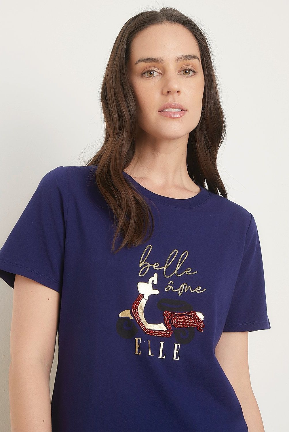 ELLE - Polera Manga Corta Algodón Mujer Elle