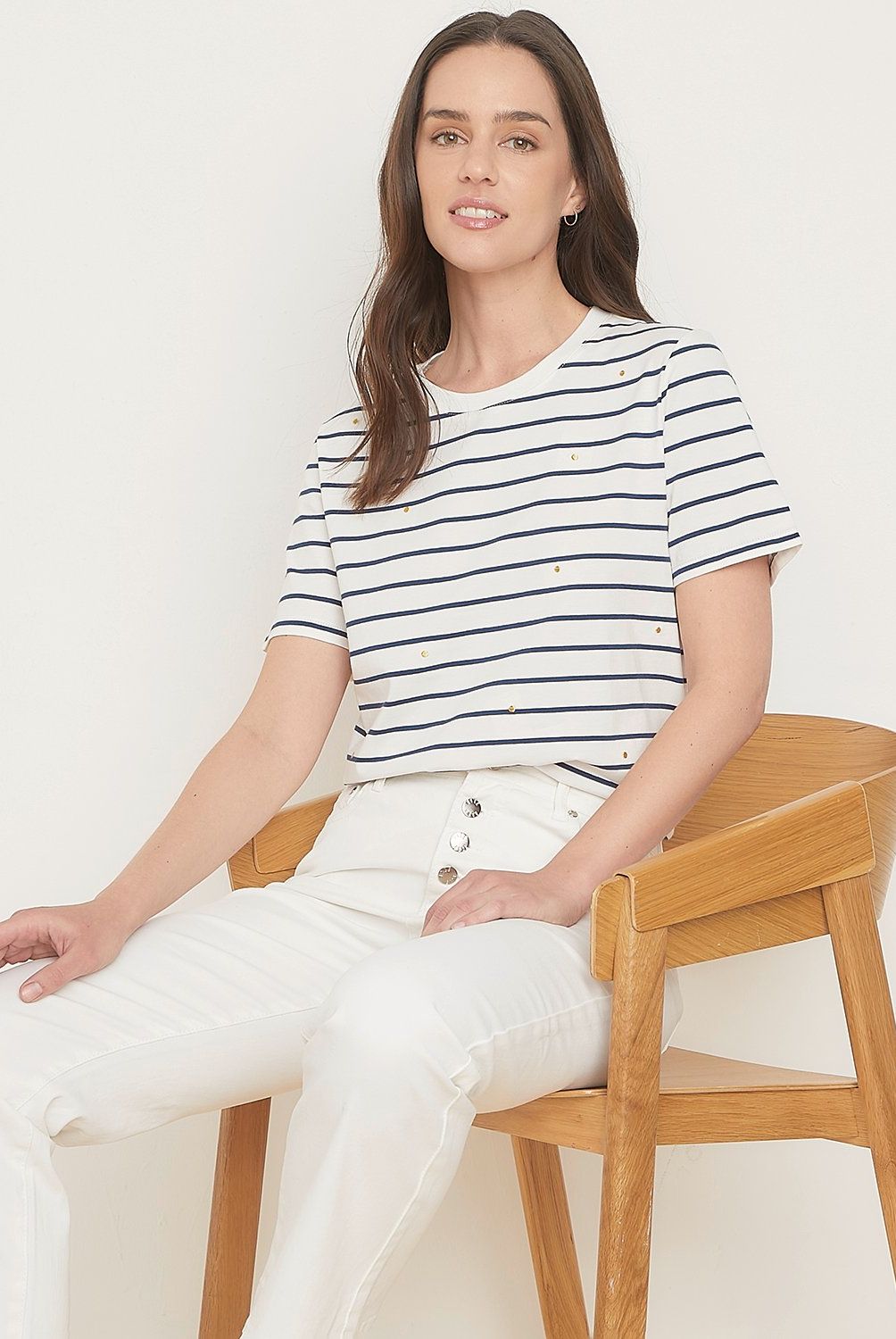 ELLE - Polera Manga Corta Algodón Mujer Elle