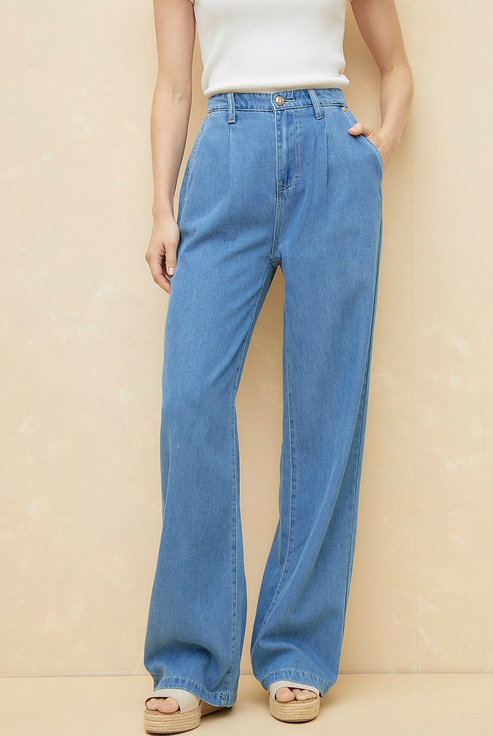 ELLE - Jeans Palazzo Lyocell Mujer Elle