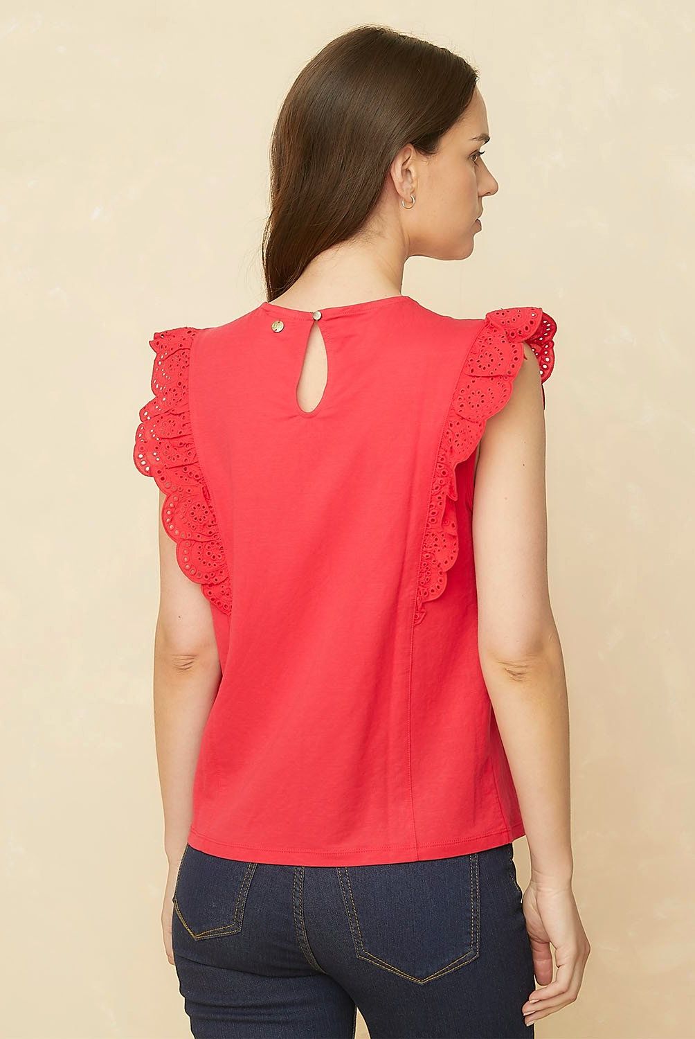 ELLE - Polera Loose Fit Volados Manga Corta Mujer Elle