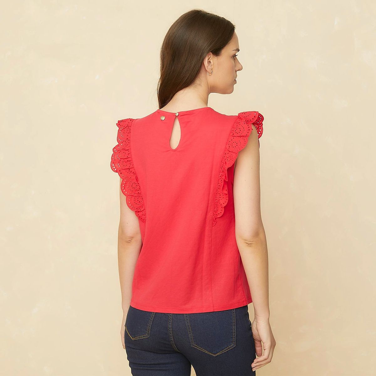 ELLE - Polera Loose Fit Volados Manga Corta Mujer Elle