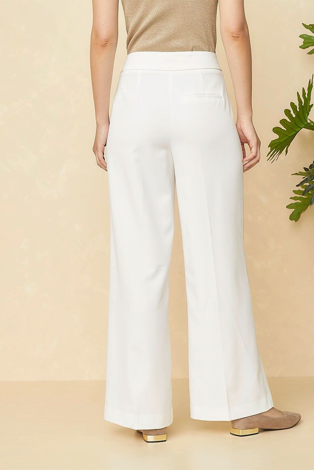 ELLE - Pantalón Sastre Wide Leg Palazzo Mujer Elle