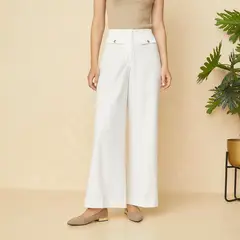 ELLE - Pantalón Sastre Wide Leg Palazzo Mujer