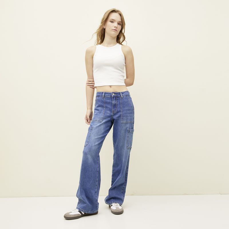 SYBILLA - Jeans Cargo Sybilla Mujer Algodón Tiro Medio